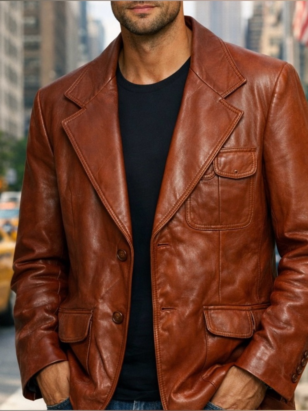 Rue Royale Whiskey Leather Jacket – Blazer Style